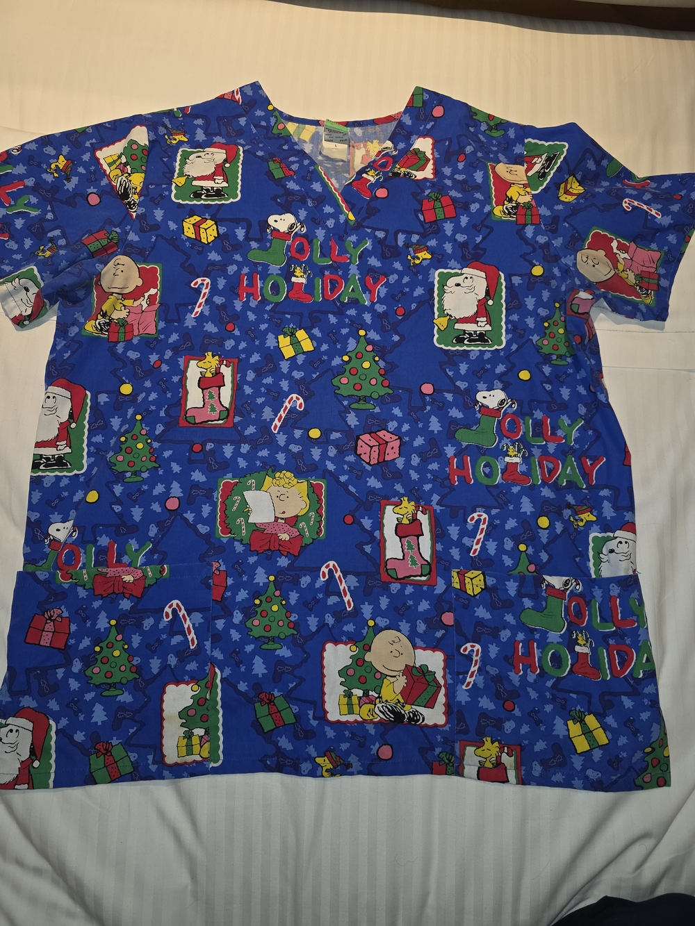 Scrub Blue 'Jolly Holiday' Holiday Pajama Top